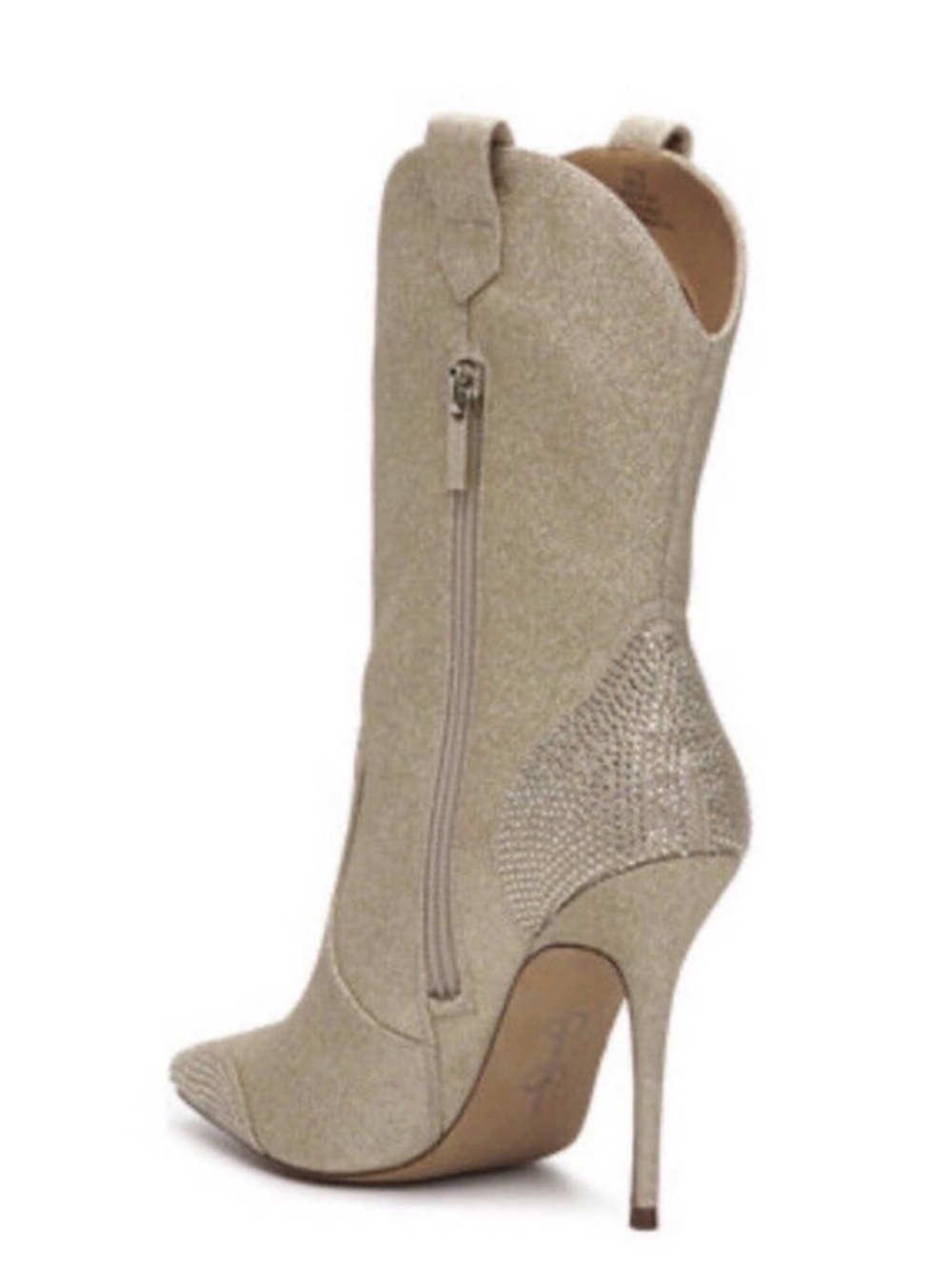 Jessica Simpson Cicee Boot Gold Western Glitter Stiletto High Ankle Stiletto 7 - Picture 2 of 13
